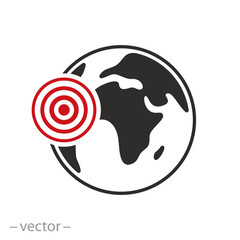 wave scales icon, magnitude earthquake, natural disaster, shake earth, flat symbol on white background - vector illustration