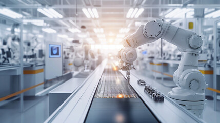 State-of-the-Art Robotics: Automated Assembly Line in a Modern Manufacturing Plant with Advanced Machinery