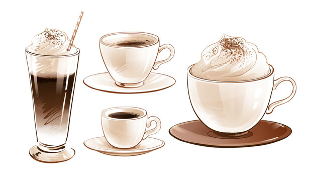 Vector illustration set of coffee cups
