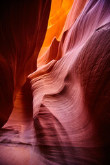 Antelope Canyon Warm Tones, Wave-Like Rock Walls, Upward Perspective