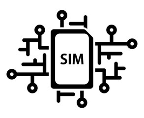 simカードと回路のシルエット