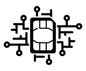 simカードと回路のシルエット