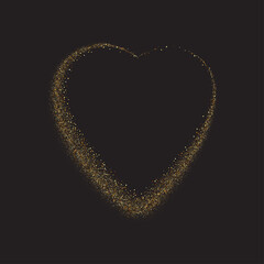 Gold glitter heart frame. Luxury shimmer heart shape border.