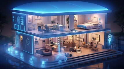 The concept of a "smart home" using remote controls and home control systems to monitor and control various functions of the home.