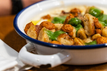 Potato gnocchi with basil pesto and sun-dried tomato pesto, Vida Meva restaurant, Palma, Mallorca
