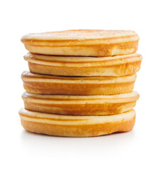Tasty sweet pancakes isolated on white background.