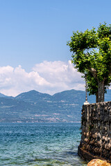 view of Riva di Guarda lake, during summer, Italy.