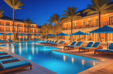 Fototapeta na wymiar Spa resort and swimming pool in the luxury hotel