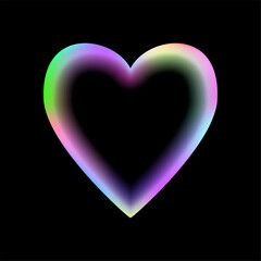 Holographic heart frame. Fluid liquid chrome heart shape.
