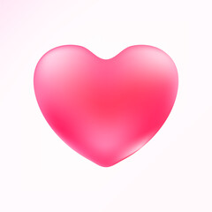 Realistic pink heart icon. 3D heart shape. Vector illustration EPS 10.