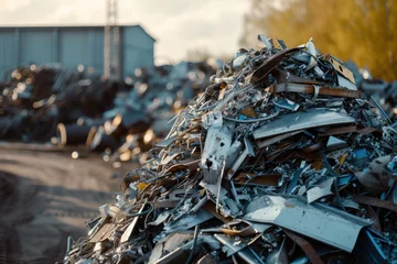 Foto op Plexiglas Pile of scrap metal at recycling plant © Kateryna