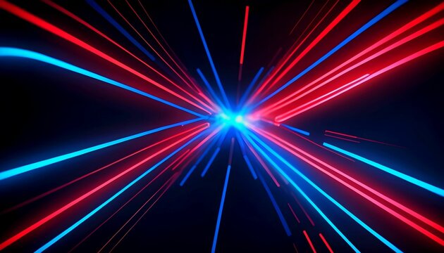 Futuristic abstract gaming wallpaper, red and blue neon lines, glowing, motion, 4k, background  created with generative ai