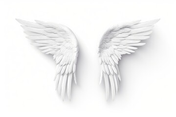 White paper angel wings on white background with copy space, Valentine's day, Mother's day, Women's Day and love concept