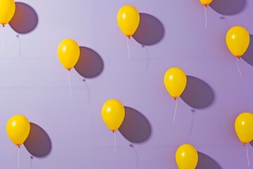 Glistening orange balloons on a purple backdrop, creating a playful and vibrant atmosphere with a touch of whimsy