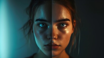 Symmetry of Moods: Balance Between Mania and Depression | Ultra Realistic 8K | Mirrorless Camera | AdobeStock
