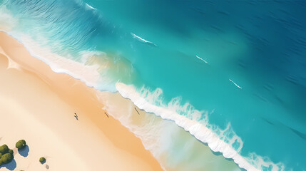 Fototapeta premium Aerial view of beautiful beach, simple, calm composition in clear blue