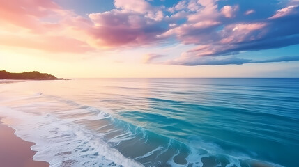 Naklejka premium Aerial view of beautiful beach, simple, calm composition in clear blue