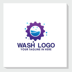 wash logo design vector, cleaning service logo inspiration