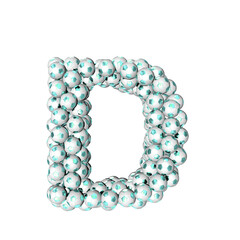Symbol made from turquoise soccer balls. letter d