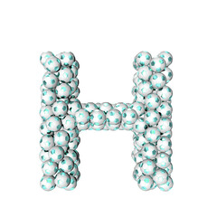 Symbol made from turquoise soccer balls. letter h