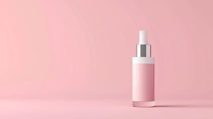 A blank cosmetic product mockup, set against a pink studio background, providing ample space for text placement