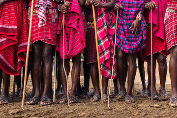 Maasai people legs with colorful dress in Kenya - 729627744