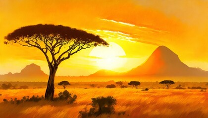 sunset in the serengeti national park