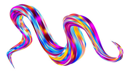 Fototapeta premium 3D twisted iridescent line. Intertwined abstract liquid geometric shapes