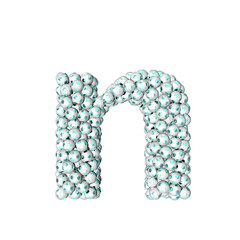 Symbol made from turquoise soccer balls. letter n