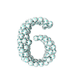 Symbol made from turquoise soccer balls. number 6