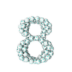 Symbol made from turquoise soccer balls. number 8