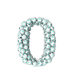 Symbol made from turquoise soccer balls. number 0