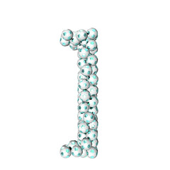 Symbol made from turquoise soccer balls