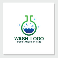 wash logo design vector, cleaning service logo inspiration