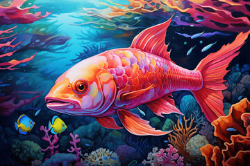 Fisch im Korallenriff - obrazy, fototapety, plakaty