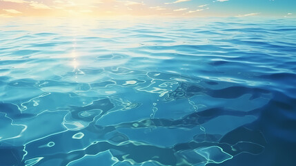 Obraz premium Sandy beach with light blue transparent water waves and sunlight, tranquil aerial beach scene