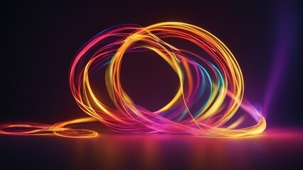 abstract background with glowing circles A dark abstract background with rainbow curves and sparks 