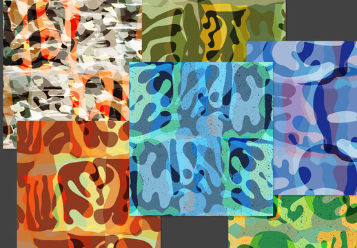 Seamless Pattern Set With Textured Matisse Shapes