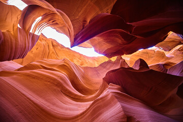 Antelope Canyon Light Play, Sedona Red Rock Waves, Upward Perspective