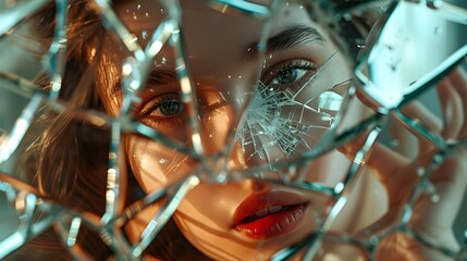 Shattered Face: Collage of Expressions on Glass | Ultra Realistic 8K | DSLR | AdobeStock