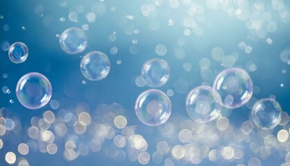 soap bubbles fly on a blue background