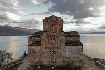 Church of Saint John the Theologian at Kaneo -Sveti Jovan Kaneo- on the cliff overlooking Kaneo...