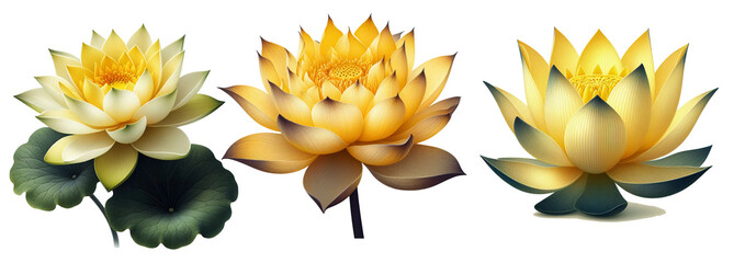 Lotus flower isolated on white. - obrazy, fototapety, plakaty