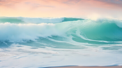 Aerial view of beautiful beach, simple, calm composition in clear blue