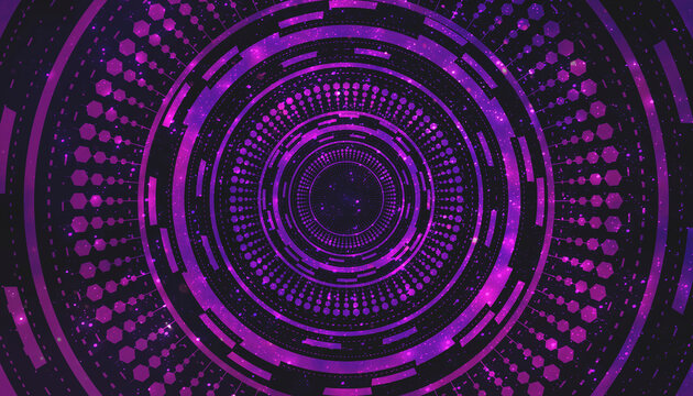Futuristic neon background. Circle abstract tunnel.