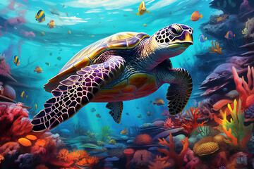 Meeresschildkröte - obrazy, fototapety, plakaty
