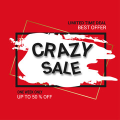 Crazy sale banner. Sale offer price sign. Sale offer price sign. Crazy sale symbol. Brush vector banner. Special offer price sign. Discount offer price sign. Sale banner.