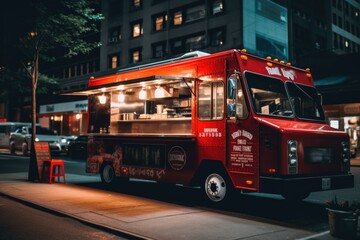 Fototapeta na wymiar Exterior of a food truck in new york