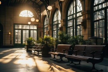 Fototapeta na wymiar Interior of a train station