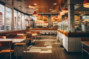 Interior of a fast food restaurant - obrazy, fototapety, plakaty